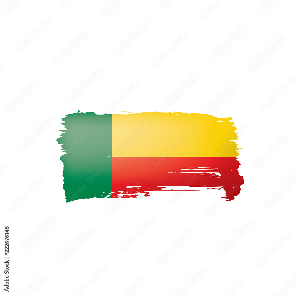 Obraz premium Benin flag, vector illustration on a white background