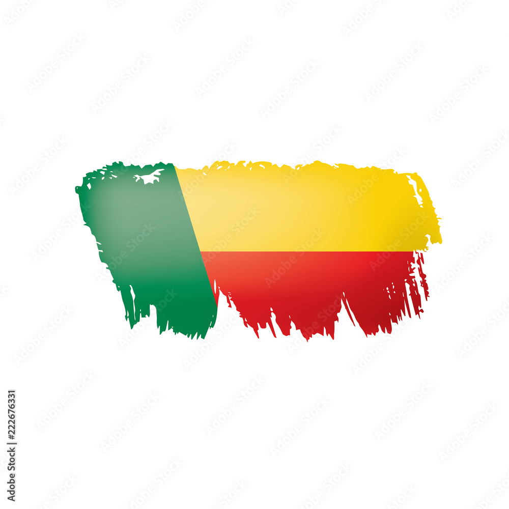 Obraz premium Benin flag, vector illustration on a white background