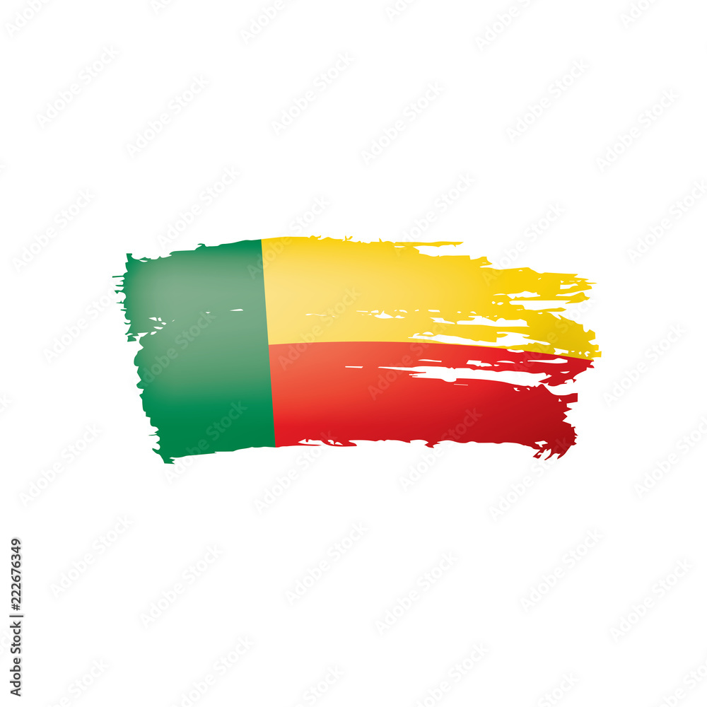 Obraz premium Benin flag, vector illustration on a white background