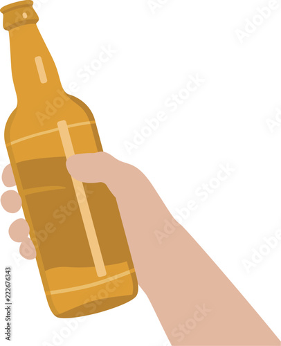 man's hand holding a bottle of beer vector illustration flat