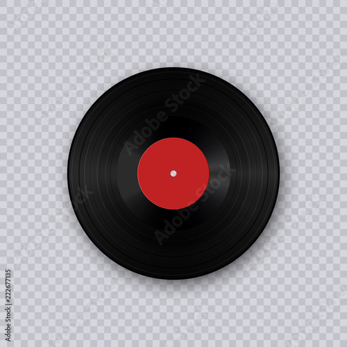 Vinyl record. Retro sound carrier. Retro sound carrier. Gramophone vinyl LP record template isolated on transparent background. 