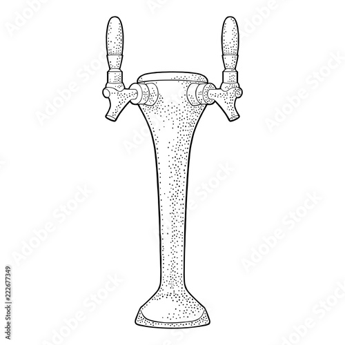 Beer tap. Vintage vector engraving illustration for web, poster