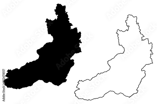 Zabaykalsky Krai (Russia, Subjects of the Russian Federation, Krais of Russia) map vector illustration, scribble sketch Zabaykalsky Krai map