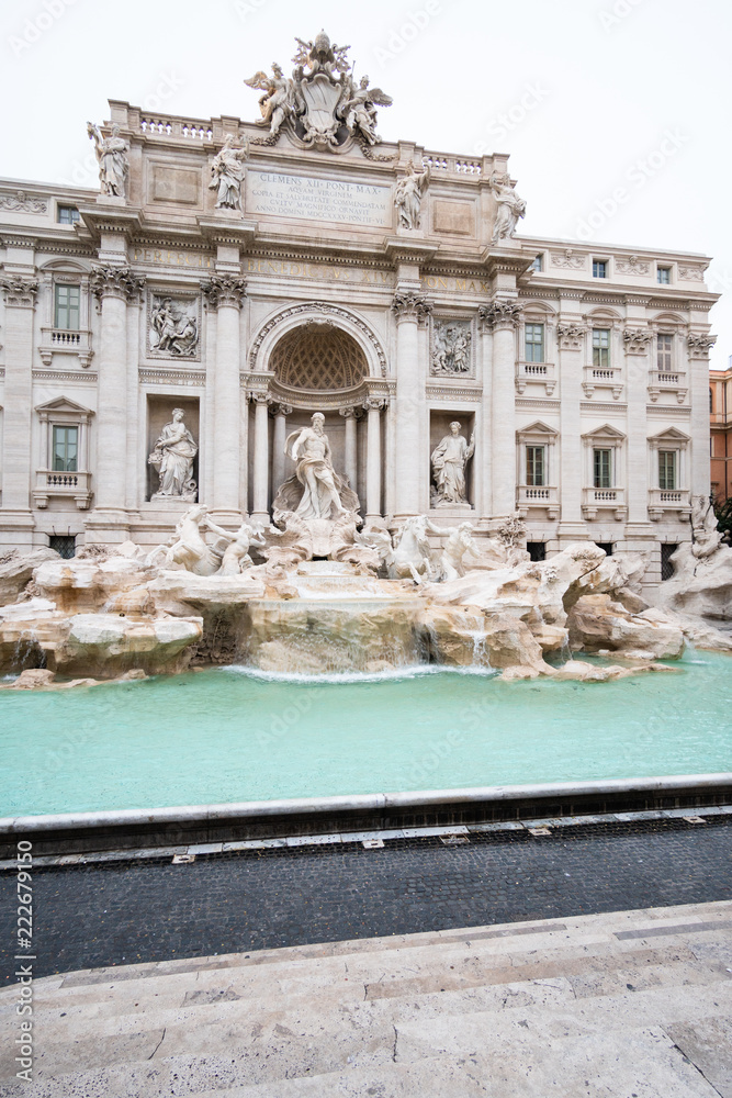 The Trevi fountain in the center in Rome, Italy