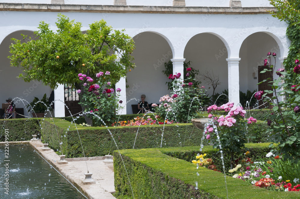 Palacio de Generalife, Jardín de la Sultana, Alhambra, Granada, Andalusien, Spanien