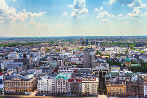 Aerial view of the Warsaw skyline buildings © wavemovies