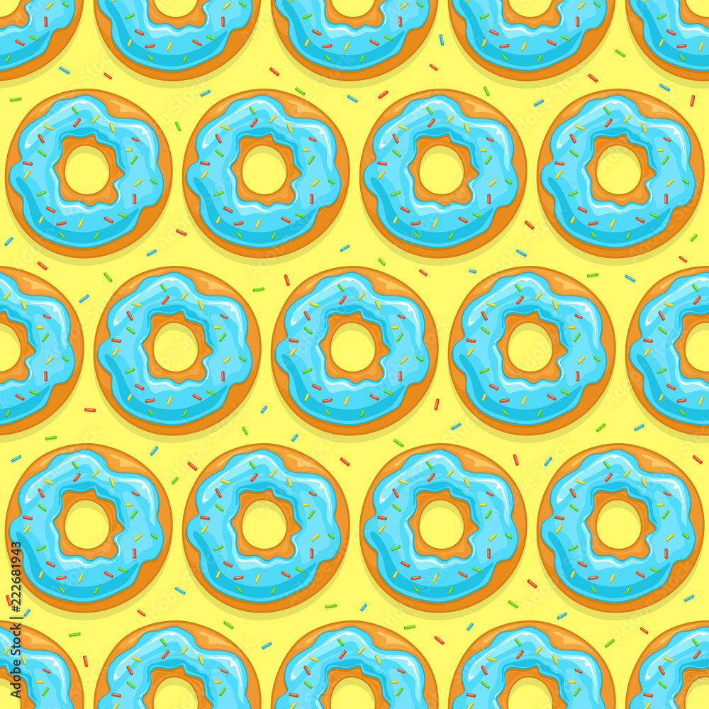 Fototapeta premium Seamless background with blue donuts