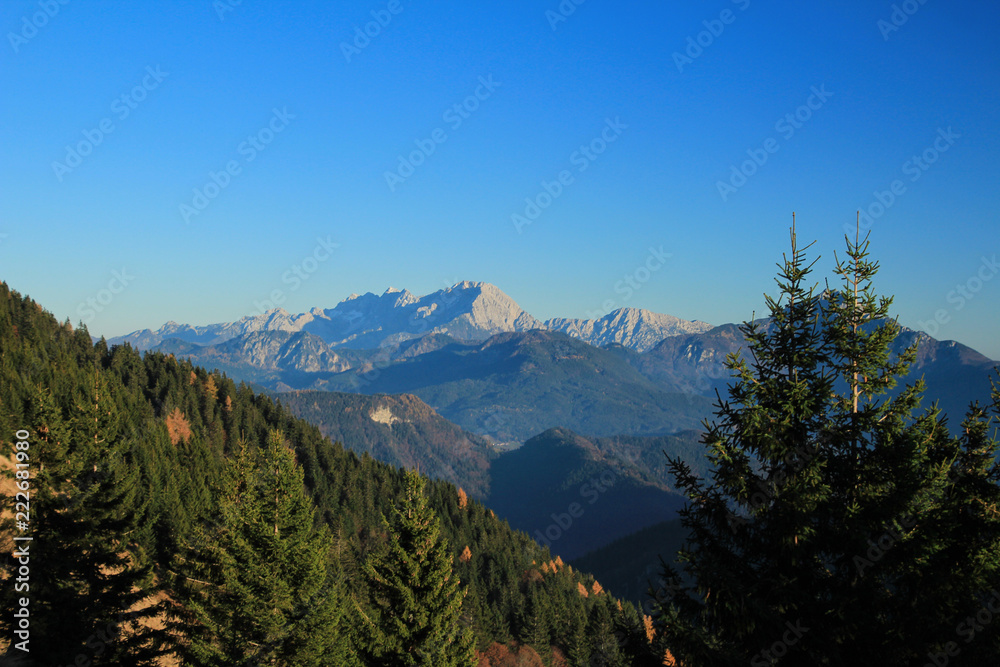 Fototapeta premium A mountain alpine landscape of Kamnik Savinja Alps