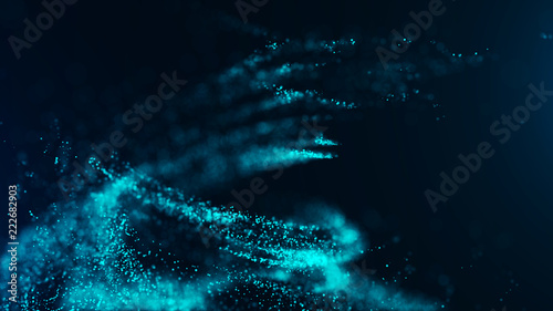 Big data visualization. Digital background. Analytics representation. Wave of particles. 4k rendering.
