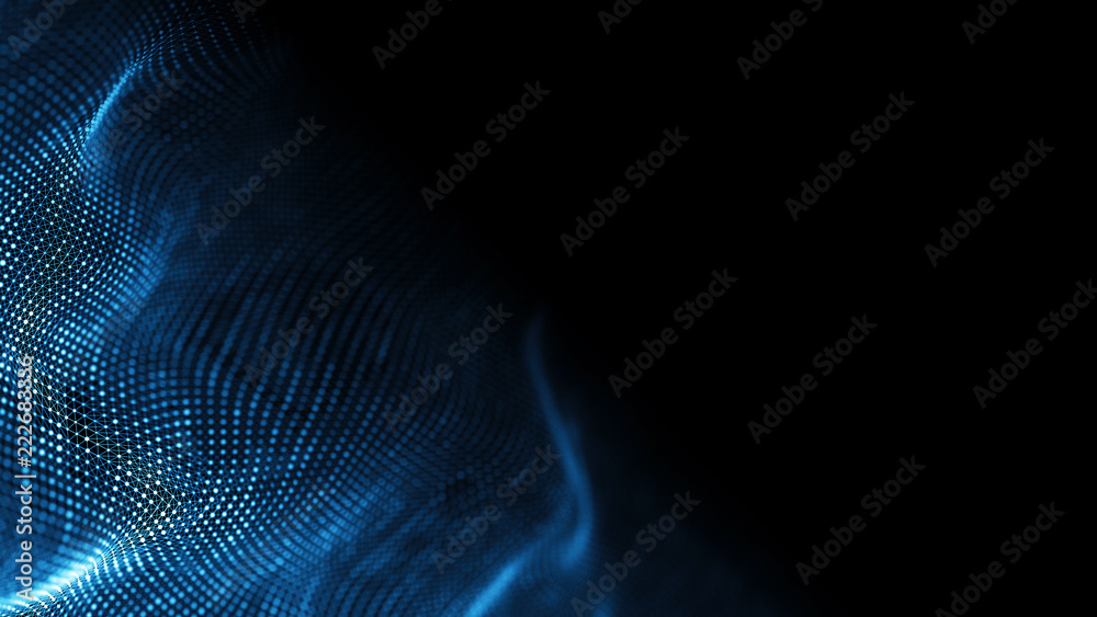 Data technology background. Abstract background. Connecting dots and lines on dark background. 3D rendering. 4k. - obrazy, fototapety, plakaty 