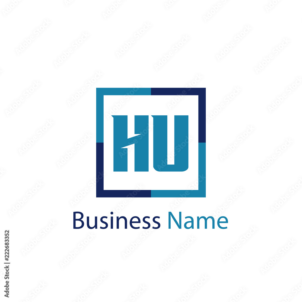 Initial Letter HU Logo Template Design