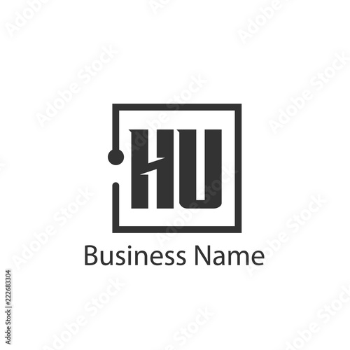 Initial Letter HU Logo Template Design