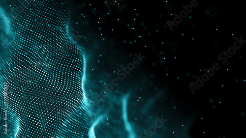 Data technology background. Abstract background. Connecting dots and lines on dark background. 3D rendering. 4k.