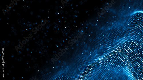 Data technology background. Abstract background. Connecting dots and lines on dark background. 3D rendering. 4k. photo