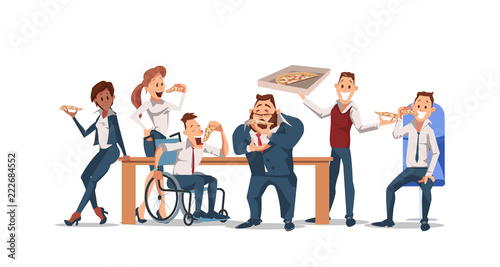 Lunch Time at Office. Vector Illustration.