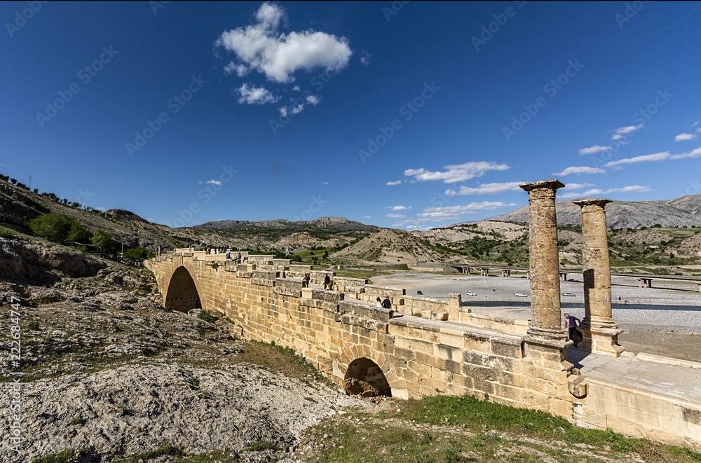 Adiyaman. Also known as the Cendere Bridge, the Roman Bridge or the Septimius Severus Bridge.