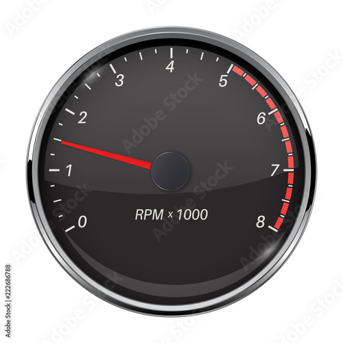 Tachometer. Black car gauge