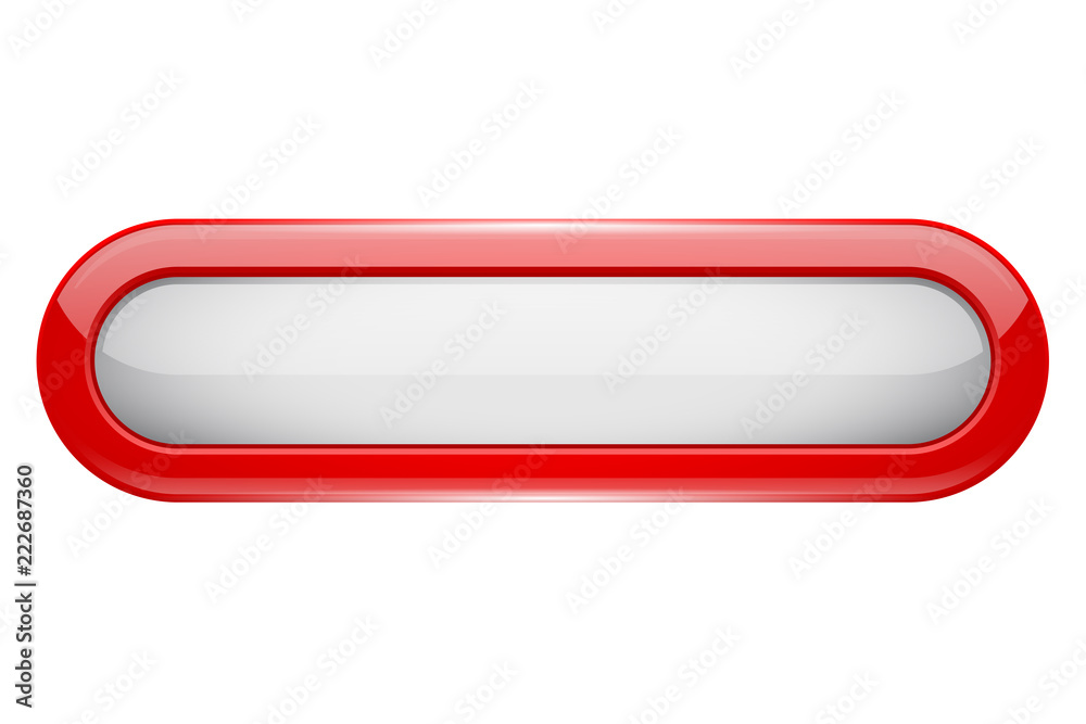 White menu button with red frame. Oval glass 3d icon - obrazy, fototapety, plakaty 