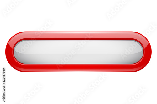 White menu button with red frame. Oval glass 3d icon