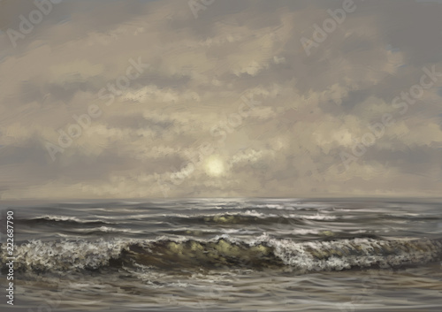 Paintings sea landscape. Fine art. Digital paintings.