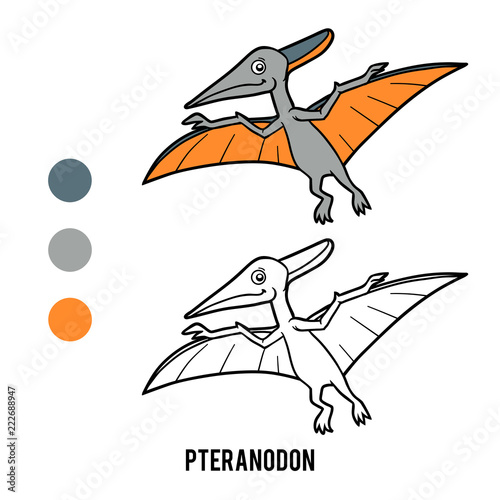 Coloring book for children, cartoon Pteranodon