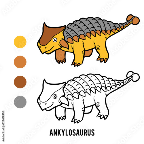 Coloring book for children, cartoon Ankylosaurus