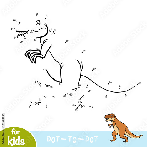 Numbers game, education game for children, Tyrannosaurus