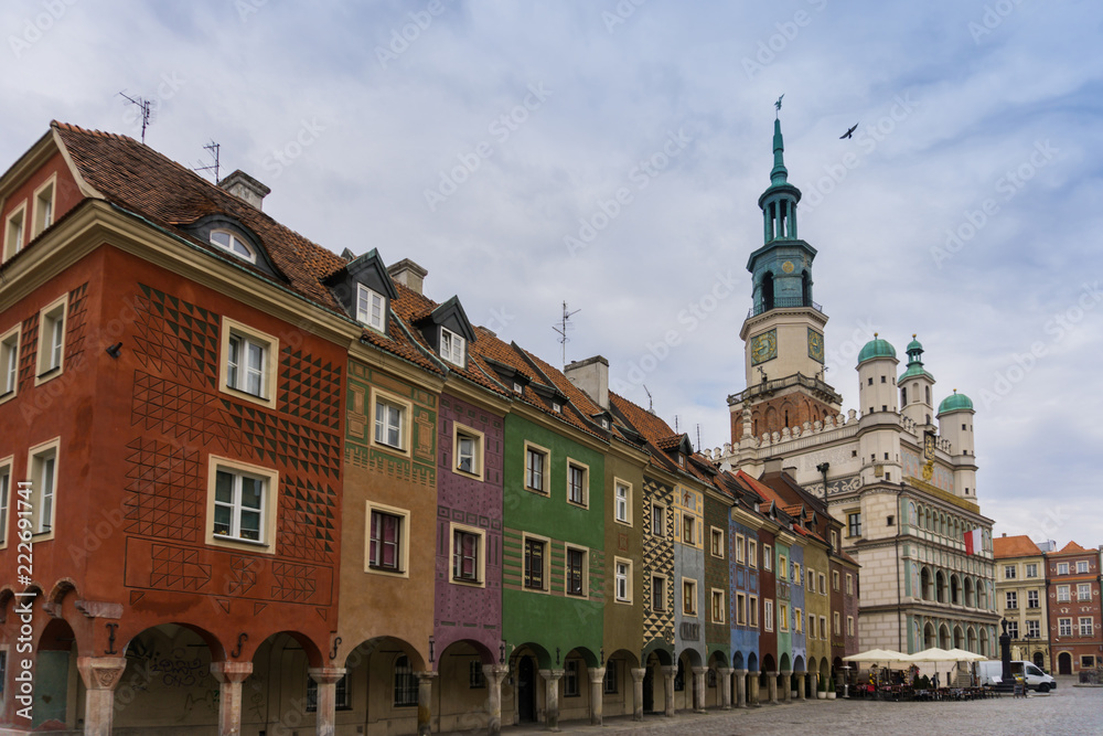 Poznan old square colorful architecture, Poland Poznan old square colorful architecture, Poland