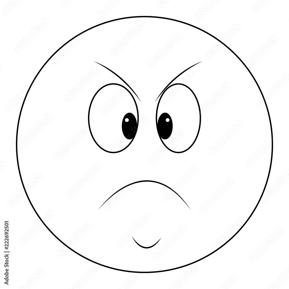 Angry chat emoticon in black and white Angry chat emoticon in black and white