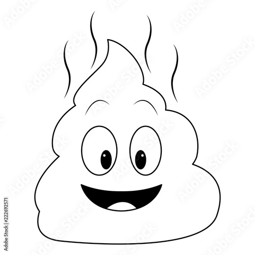 Poo chat emoticon in black and white