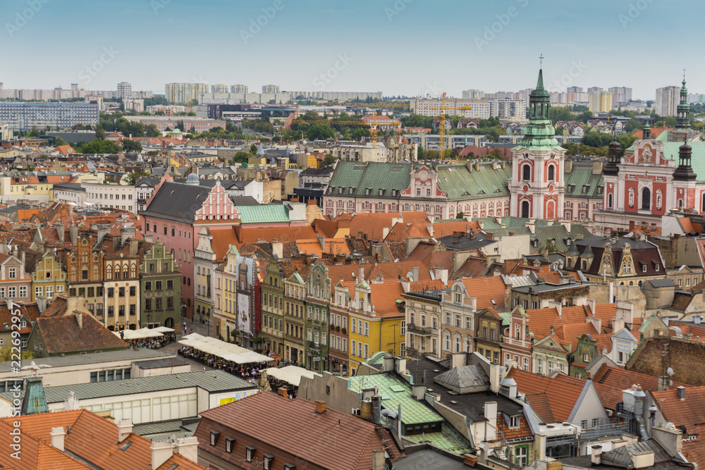 Beautiful old city panorama of Poznan, Poland