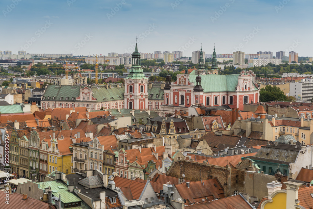 Poznan old city center aerial, Poland