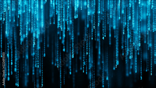 Data technology background. Big data visualization. Flow of data. Information code. Background in a matrix style. 4k rendering.