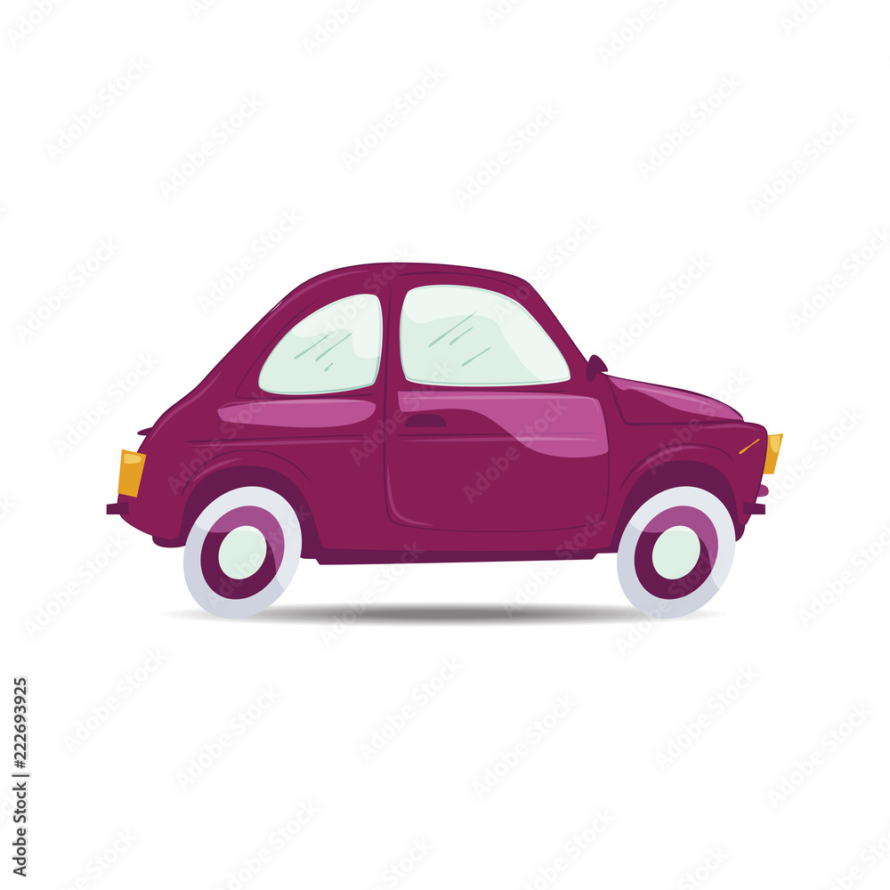 Illustration of purple vector cartoon car