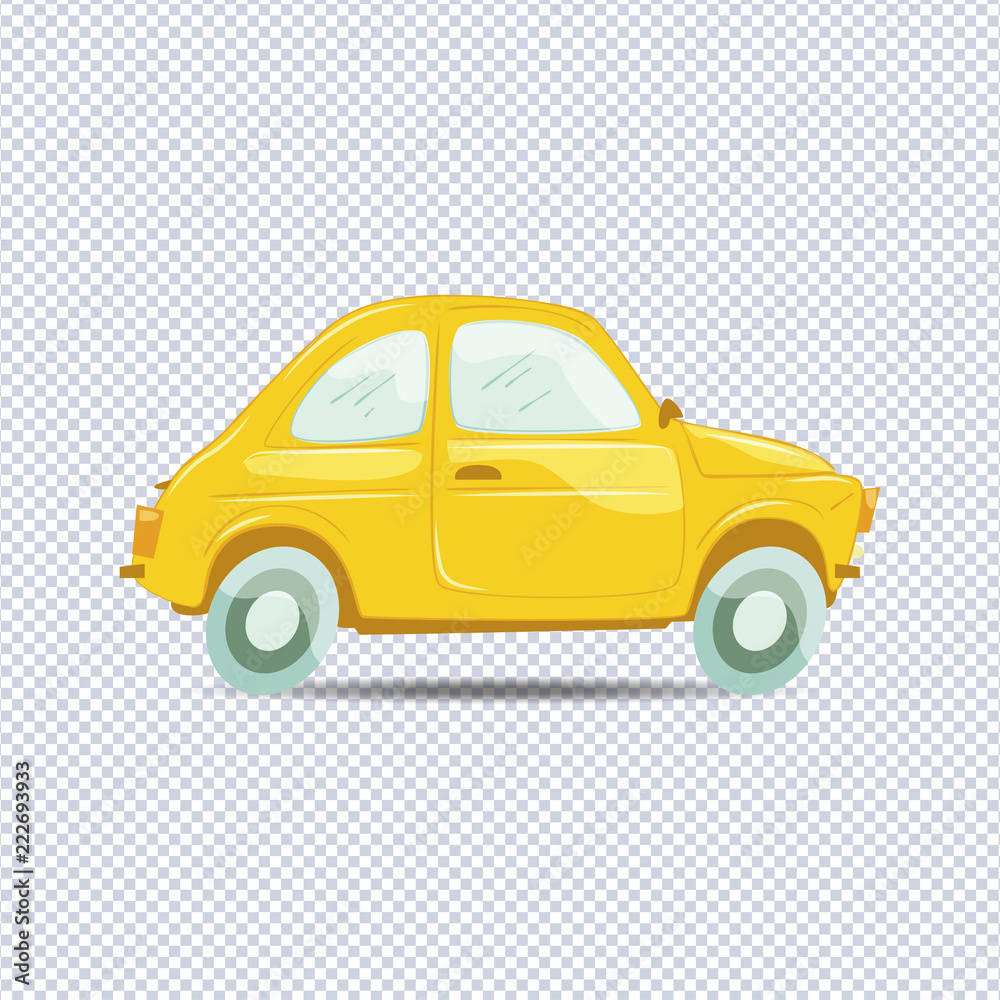 Illustration of yellow vector cartoon car 