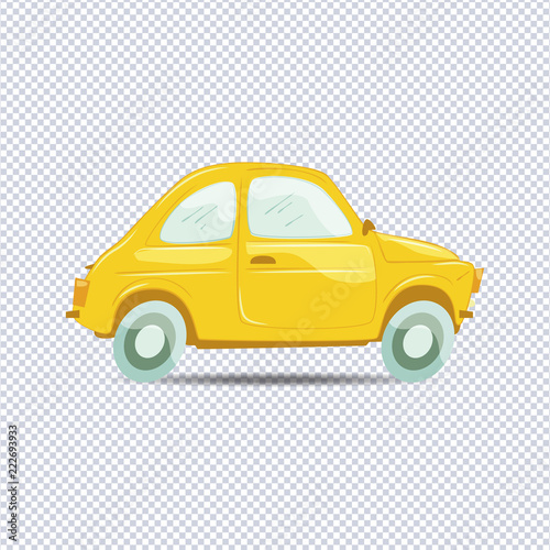 Illustration of yellow vector cartoon car 