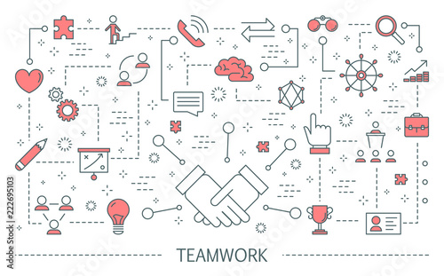 Teamwork concept. Idea of business people working together