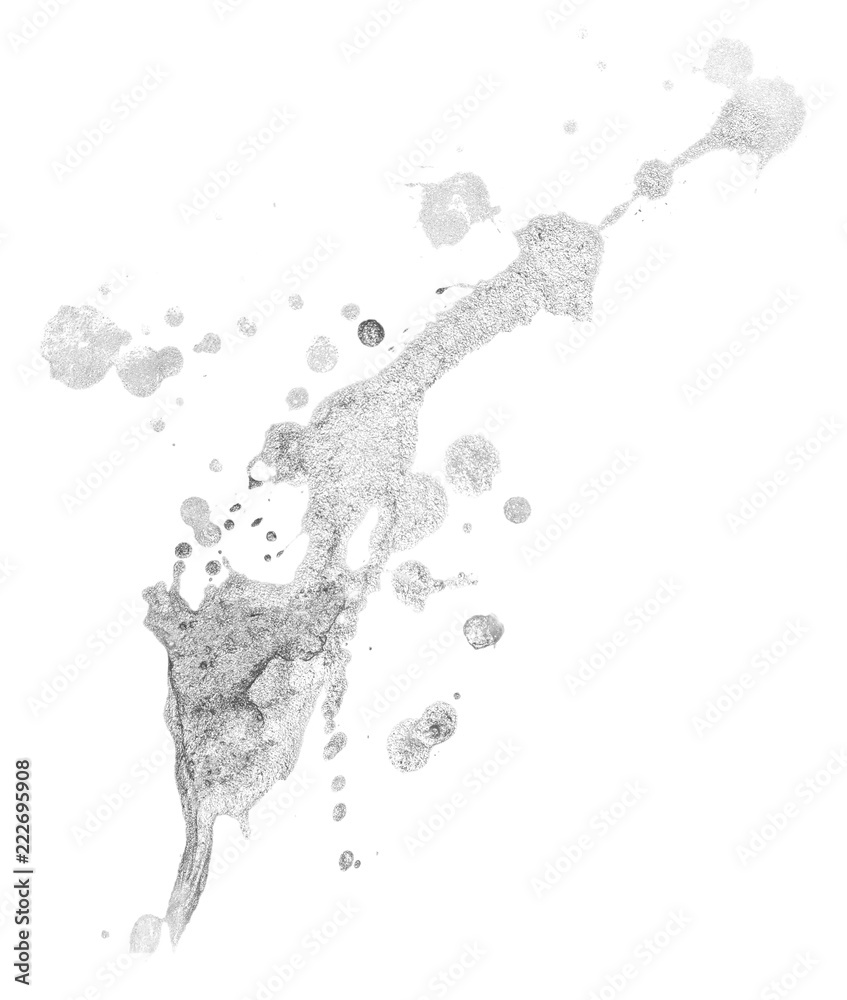 silvery drops paint. blot with a splash of metallic shiny color. silvery drops paint. blot with a splash of metallic shiny color.