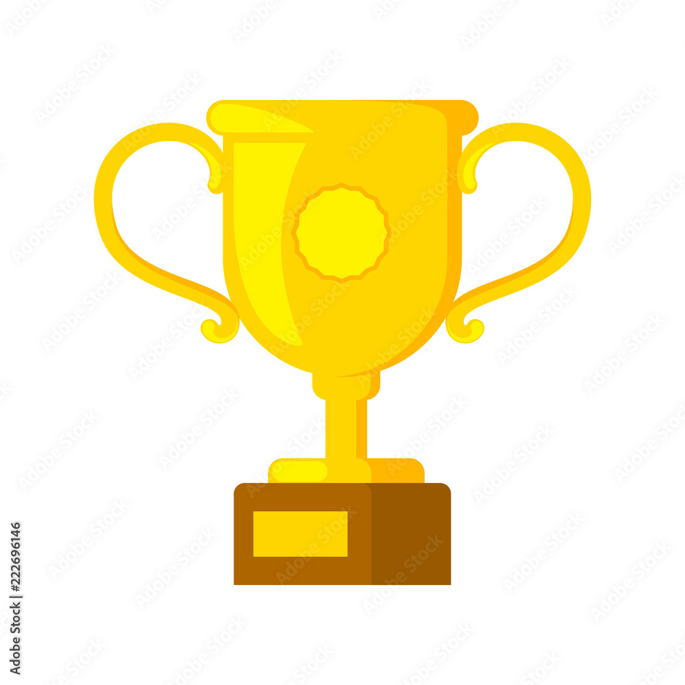Golden trophy cup with a square base Golden trophy cup with a square base