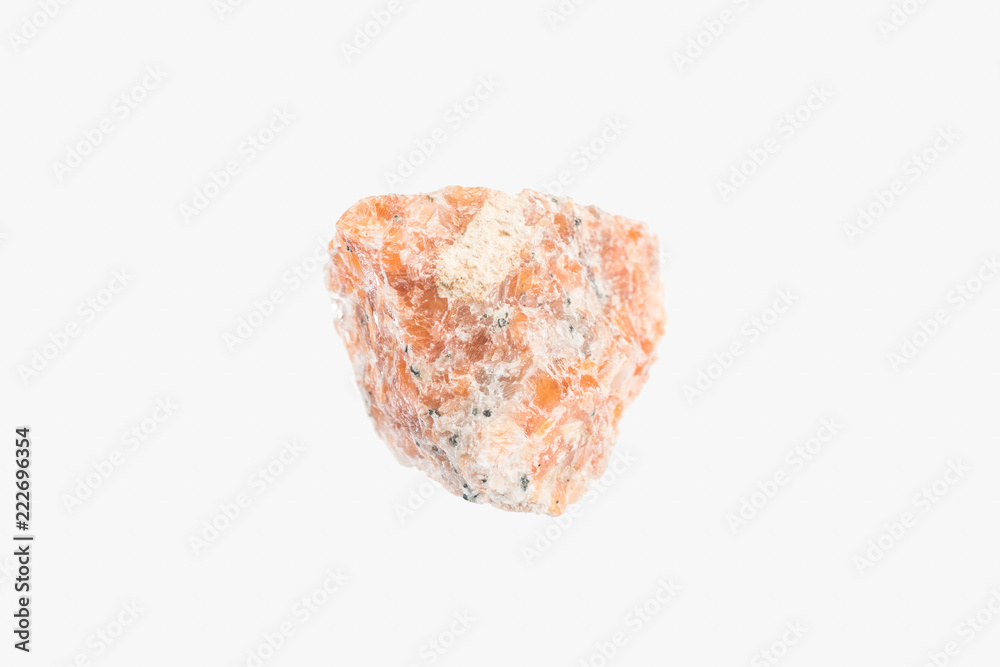 Natural Raw mineral Calcite from Brazil isolated. Macro shooting.