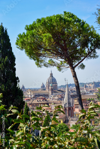 Photography panorama of Rome from the Pincio terrace
