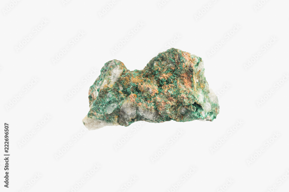 Bright Green Malachite Isolated. Macro shooting. Mineralogy. Bright Green Malachite Isolated. Macro shooting. Mineralogy.