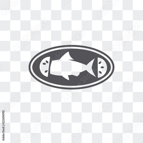 cooked fish icon isolated on transparent background. Modern and editable cooked fish icon. Simple icons vector illustration.