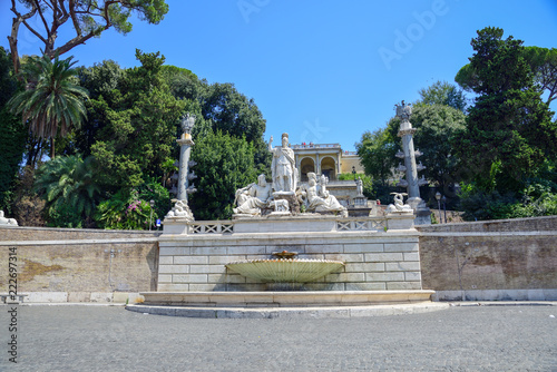 Rome Italy. Sculpture in Piazza del Popolo square