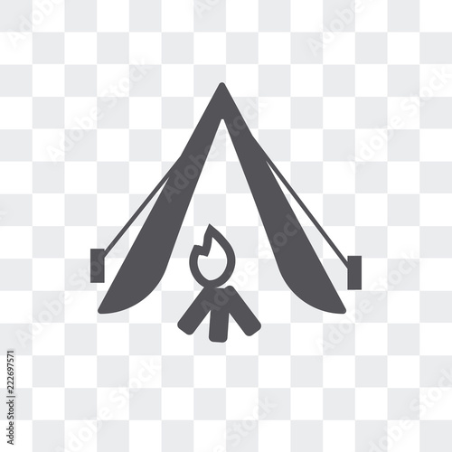 camping tent icon isolated on transparent background. Modern and editable camping tent icon. Simple icons vector illustration.