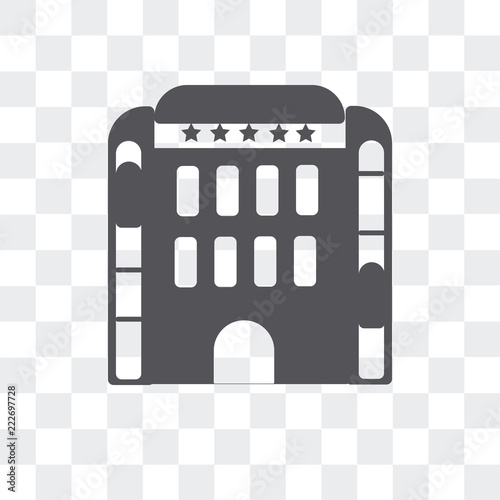 hotel building icon isolated on transparent background. Modern and editable hotel building icon. Simple icons vector illustration.
