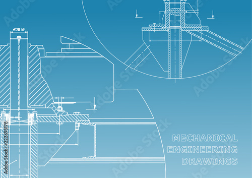 Mechanical engineering. Technical illustration. Background. Blue and white