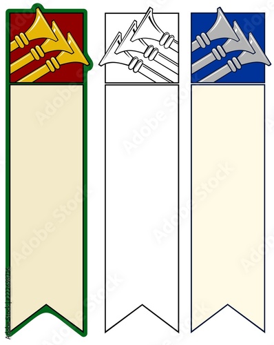 Vertical banner with trumpets.  Comes with bonus variations.