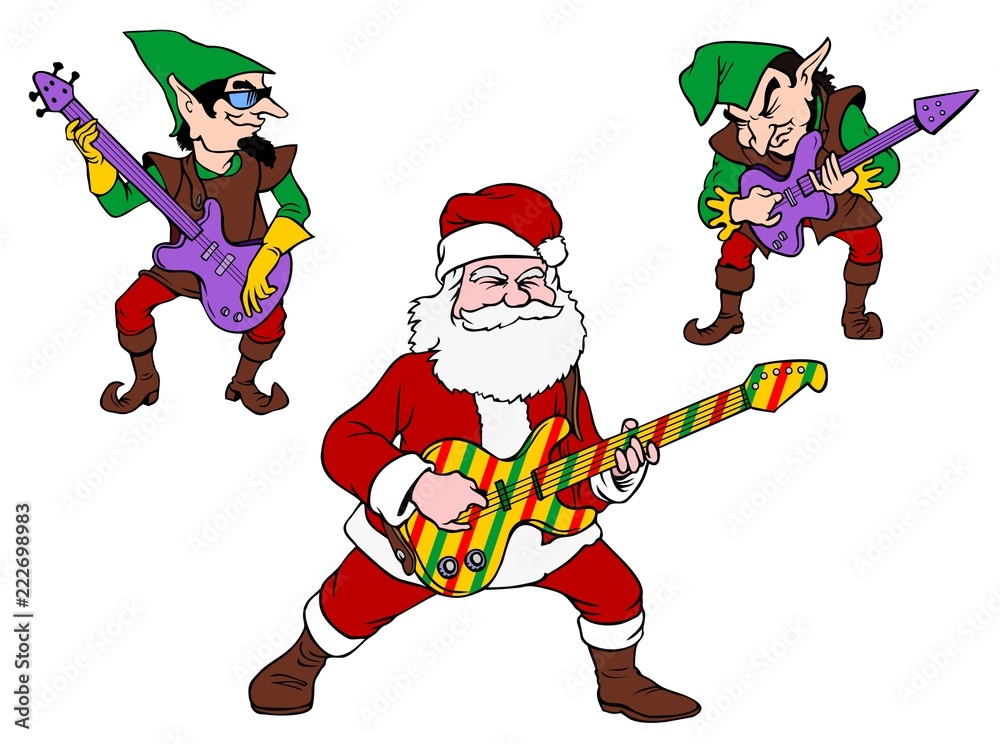 Big Claus and the Little Boppers. Santa and his elves playing mad carols Big Claus and the Little Boppers. Santa and his elves playing mad carols