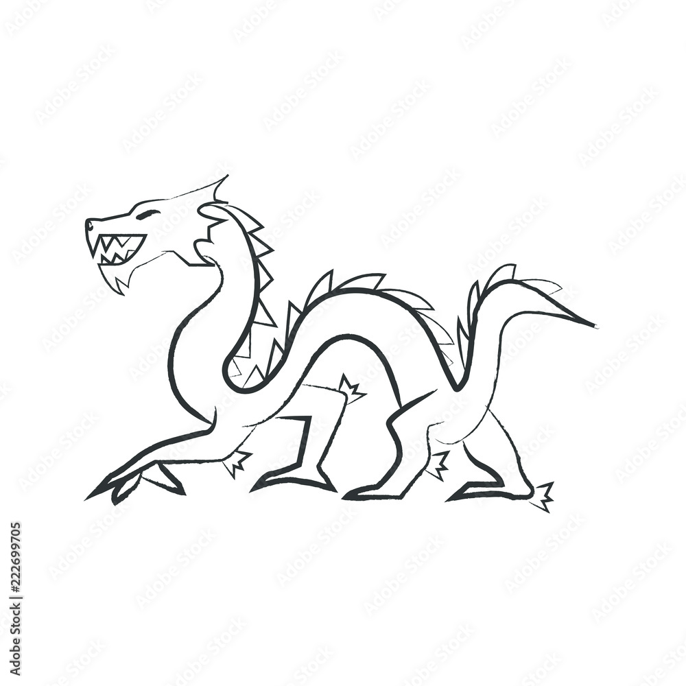 Fototapeta premium Outline draw dragon